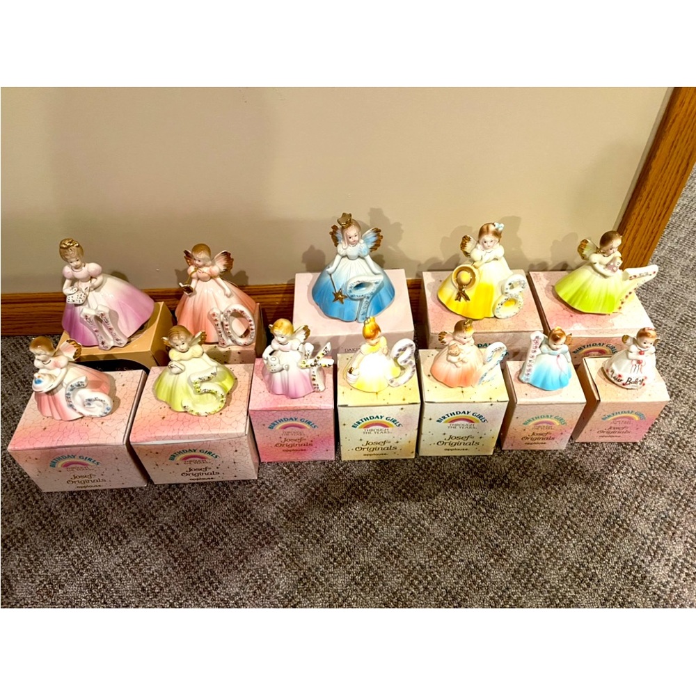 Original birthday Angel ceramic collectibles. Have “New Baby to Age 11.